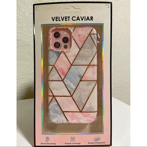 Velvet Caviar Geometric Marble iPhone Case & Navy Blue Marble Silver Phone Ring